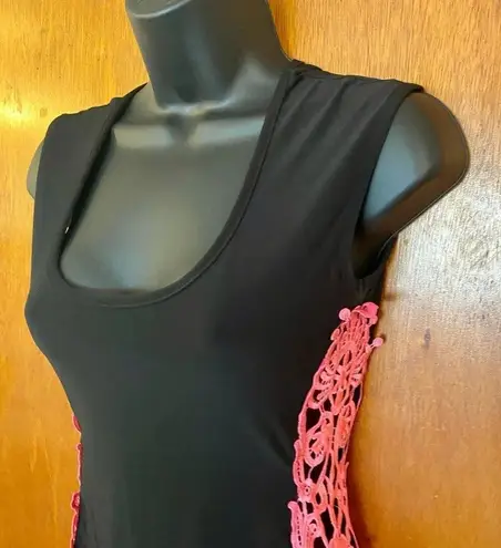Symphony Black Dress Pink Open Cutout Stitch Sides Bodycon Mini Dress Size Small