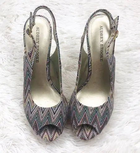 Audrey Brooke  Multi Colored Wedge Heels Size 8