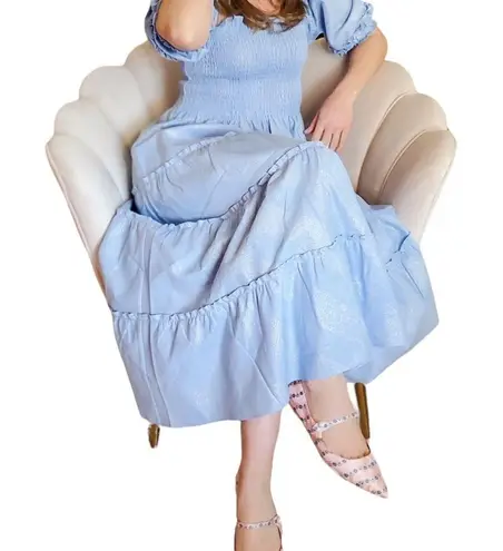 Hill House the Nesli Nap Dress in Light Blue Glitter Check