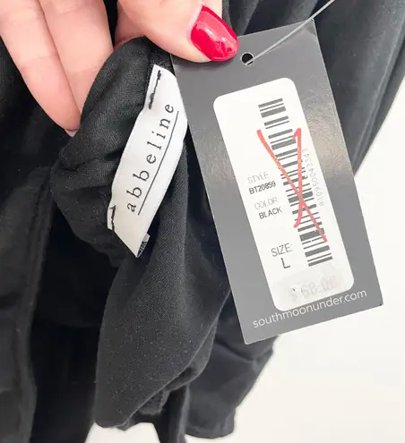 Abbeline Black V-Neck Wrap Bodysuit