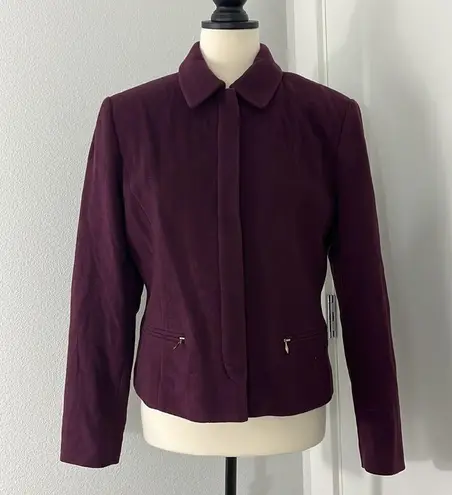 Casual Corner Size 6 Wool Purple Zip Up Jacket with Pockets