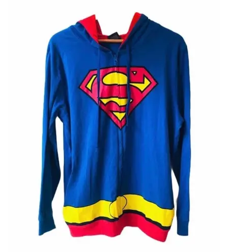 Superman Zip Hoodie Sweatshirt Jacket Halloween Costume L