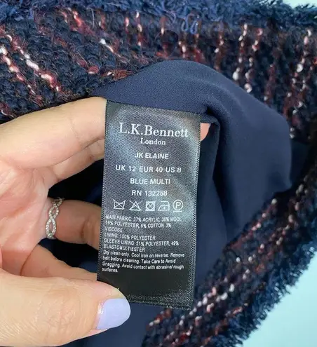 LK Bennett LK Bennet London Women's Navy & Red Tweed Elaine Blazer Size 8