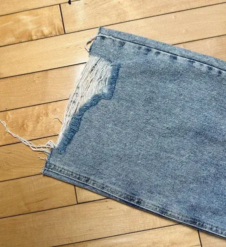 Avec Les Filles Acid Wash Distressed Destroyed Wide Leg Denim Jeans Size 29