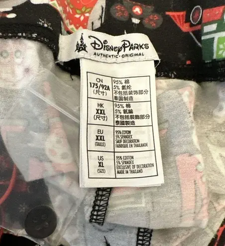 Disney  Pajama Pants Set Size XL XXL Holiday Magic Kingdom Icons Ornaments Black