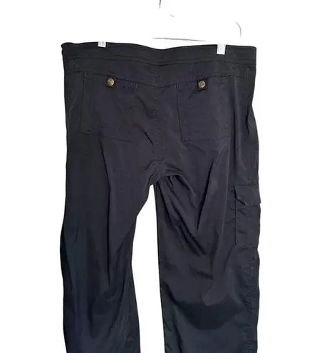 prAna Pants Womens Large Black Cargo Belted Lightweight Stretch Hiking Climbing