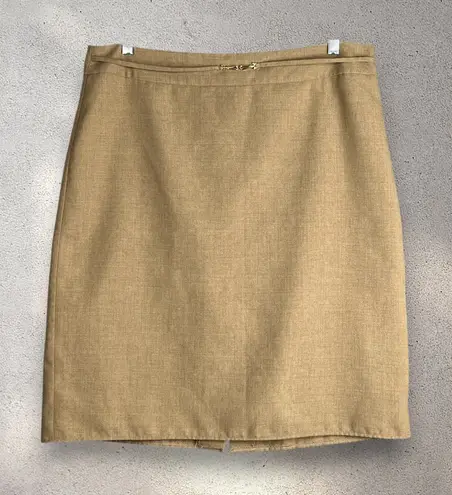 Pierre Cardin Tan Pencil Skirt Women’s 36X Mini Lined Preppy Soft Academia Work