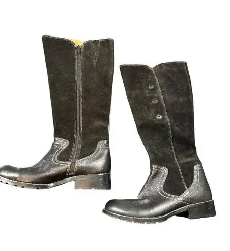 Söfft Burgamo Women's Tall Black Leather & Suede Boots Size 7M Zipper Closure Bu