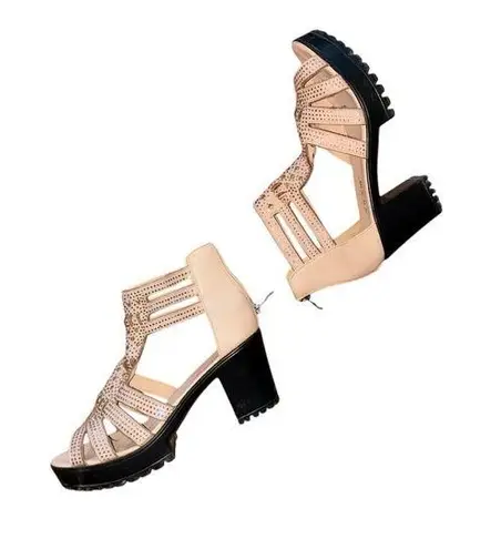 Women's Platform Wedge Chuncky heel Gladiator Sandals Adjustable Back Zipper 8.5 Black