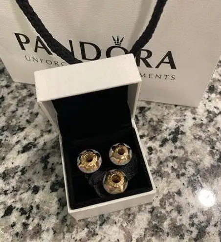 Pandora New 3  14k Yellow Gold Murano Charms