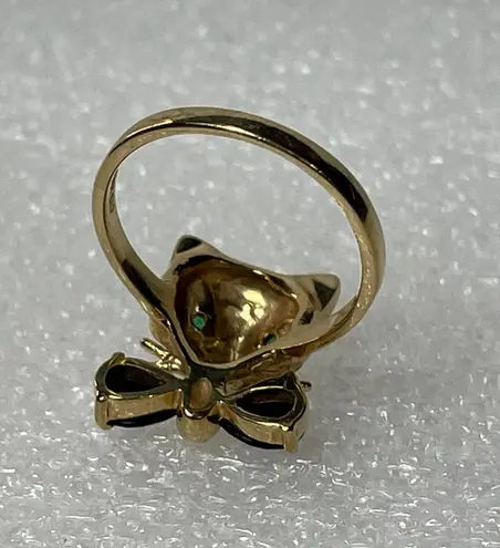Head 10KT Yellow Gold Clyde Duneier Cat’s With Bow Ring 7