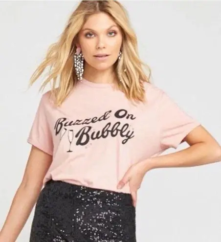 Show Me Your Mumu Buzzed On bubbly Graphic Tee Pink Cotton Size Small