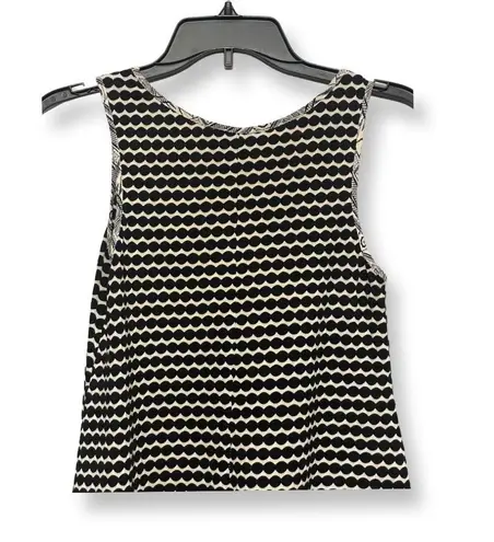 Mystree Womens Blouse Black White Geometric Scoop Neck Sleeveless S