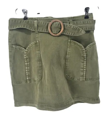 Pilcro and the Letterpress Anthropologie Olive Green Mini Skirt with Belt Size 8P
