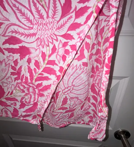 Roberta Roller Rabbit Split Neck Long Sleeve Tunic Blouse Top Shirt Coverup