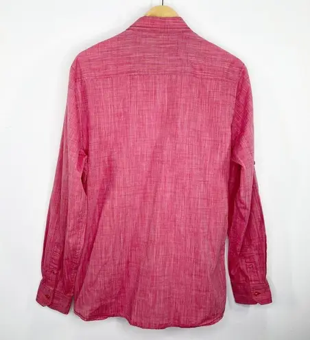 Best In Show Pink Long Sleeve Button Front Shirt Women's Size Large L