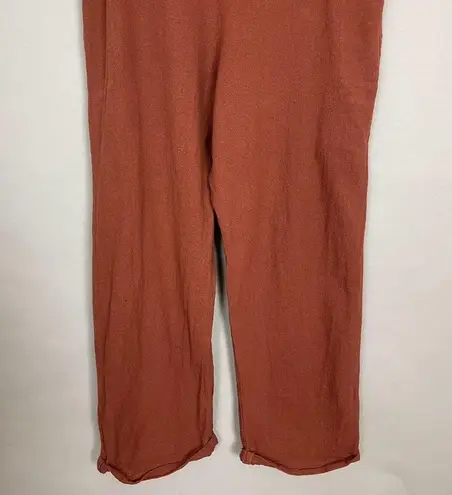 Overalls Slouchy Kaya Wear Relaxed Fit Brown Women Sz Medium Rolled Cuff Cotton