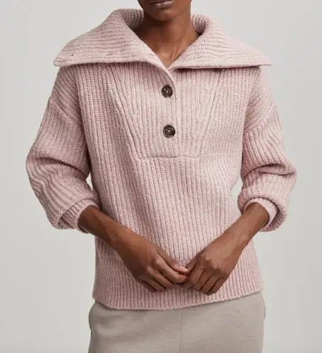 Varley Peverel Button Placket Knit Sweater Woodrose Pink Size L