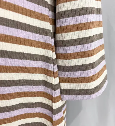 VERO MODA New Square Neck Long Sleeve Mini Dress Frida Neutral Stripe