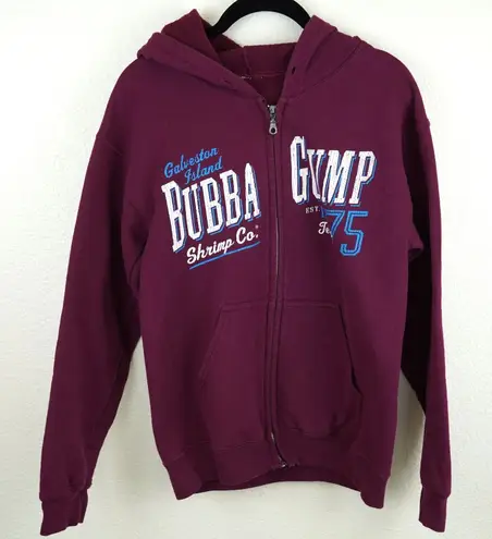 Bubba Gump Shrimp Co Hoodie Zip-Up Sweatshirt Galveston Island Size S Maroon