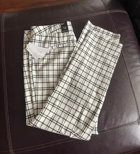 Amanda & Chelsea Amanda Windowpane Slim Ankle Pants IVORY/BLACK, Size 12