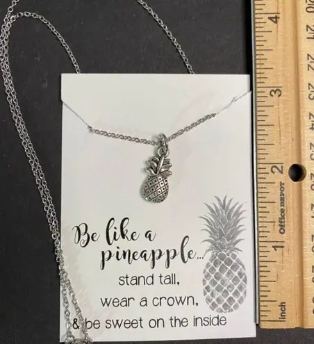 Handmade Pineapple Charm Necklace Inspirational Quote Card Gift Set