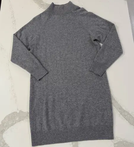 Lord & Taylor 100% Cashmere Mock Neck Sweater Dress Women’s Medium Gray Luxury