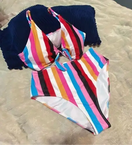 NWOT 2 Piece Suit / Size:XL / Women / Multi Color Strips Pink