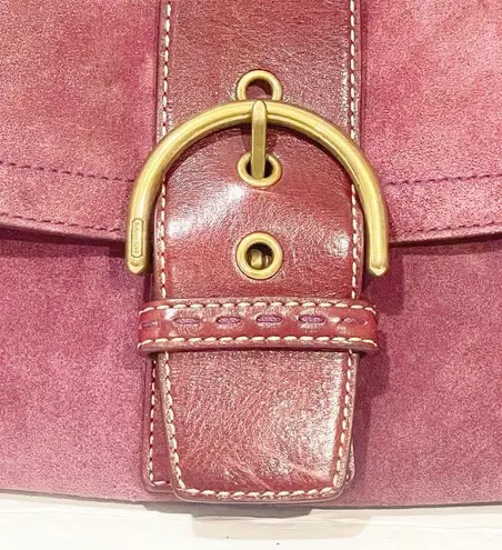 Coach  Signature Purple Suede Leather Sufflette Handbag