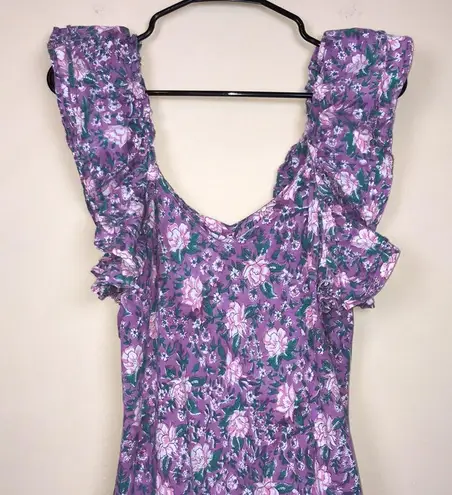 Mille Women’s Ingrid Purple Rose Floral Print Ruffle V