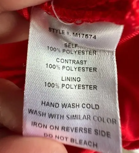 Latulle Red Lace Embroidered Applique Sheer Chiffon Flowy Front Slits Prom Dress