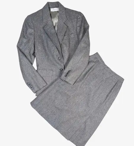 Vintage Evan Picone Two Piece Wool Skirt Suit Gray Vintage Size 8 Modern Size 0