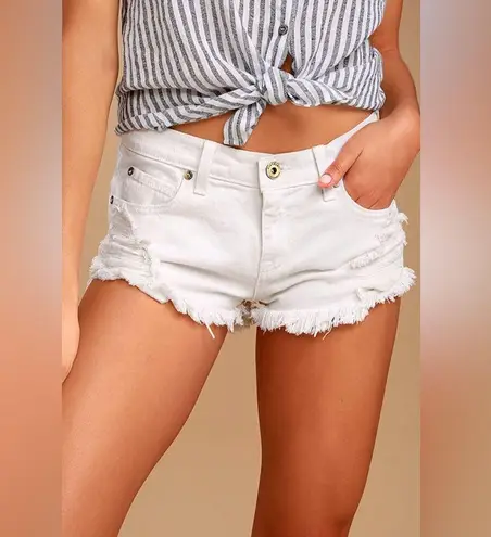 Pistola Talk to Me White Distressed Cutoff Denim Shorts