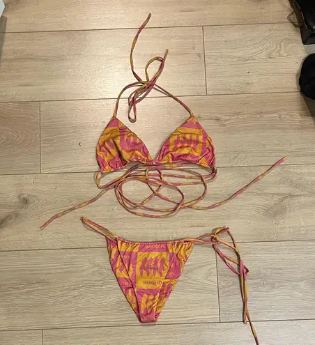 iNAMORATA Pink and Yellow Bikini Size M
