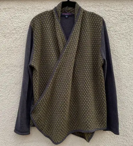 Catherine Malandrino Indigo Knit Wrap Sweater S Green Grey