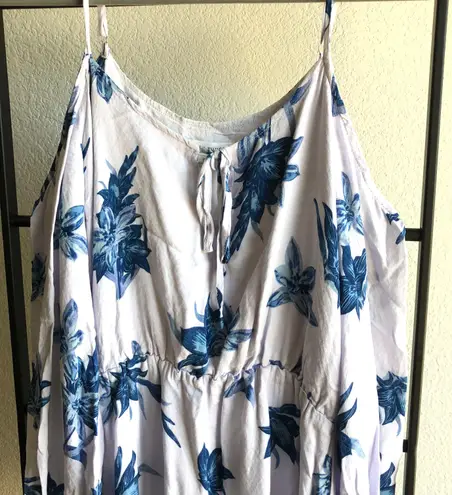 Honey Punch Blue Floral Cold Shoulder Mini Dress