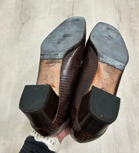 Bottega Veneta Vintage 80’s Brown Lizard-Embossed Leather Loafers