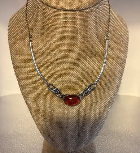 Honey Amber 925 Sterling Silver Women's Necklace