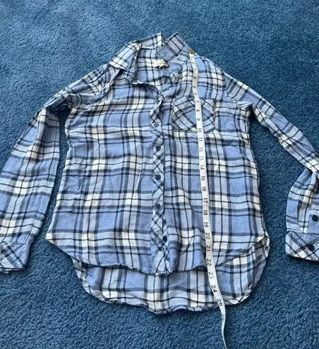 Thread and Supply  Blue Plaid Button Up Long Sleeve Women's Shirt Flannel SMAL