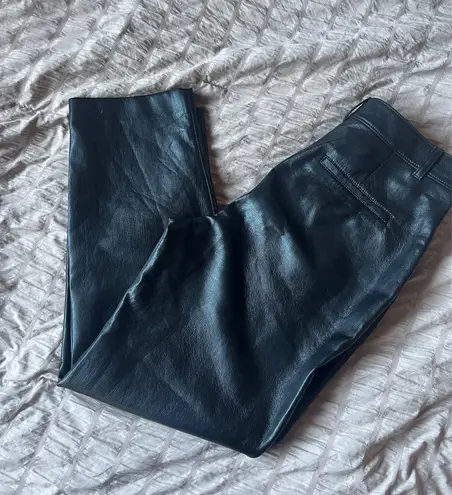 Babaton Aritzia Command Cropped Vegan Leather Black Trousers Size 8