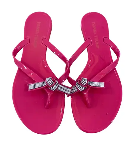 Ivanka Trump Pink Jelly Thong Sandals with Rhinestone Bow Accent