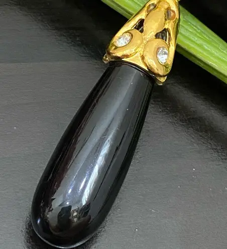 Vintage CRAFT Black Lucite Drop Faux Pearl Large Brooch