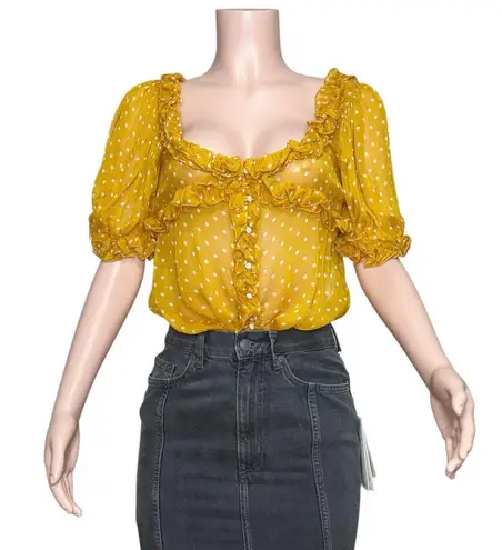 Sézane Wood Top, Printed Peas Saffron, FR36/US4