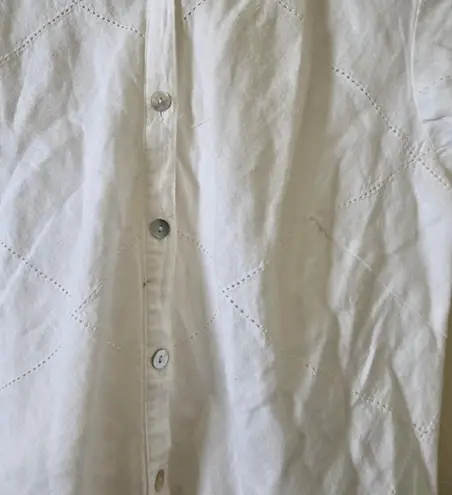 Richard Malcolm White Long Sleeve Bottom Up 100% Irish Linen Shirt Small