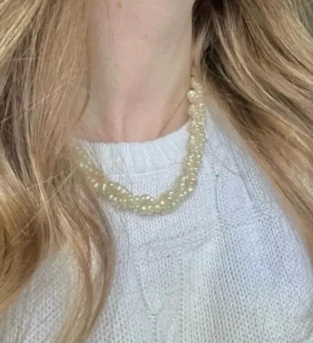 Twisted Fresh Water Pearl Strand Necklace Vintage “Zoradia” Elegant Classic Style Minimal Pearlcore White