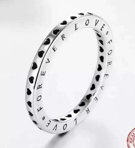 Sterling Silver SIZE 6 925 Hollow Hearts Stackable Ring