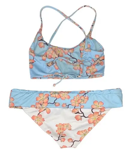 new Submarine ❤︎ Highs + Lows Print Bikini Set ❤︎ Cherry Blossom on Baby Blue Size XS