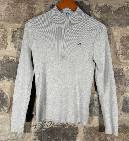 Polo Jeans Ralph Lauren Ribbed Half Zip Sweater Gray Women's Large Casual Retro