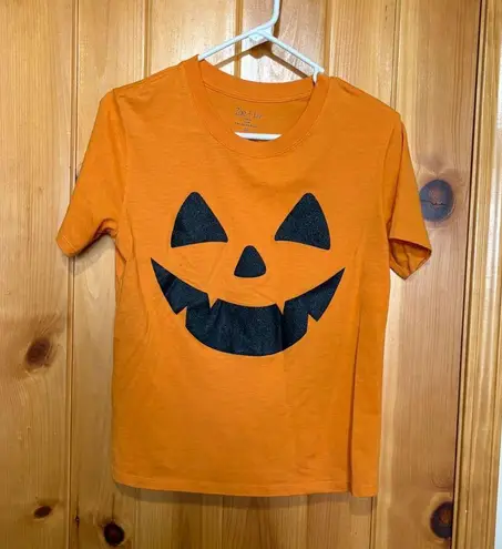 Zoe & Liv Halloween T-shirt Women's Medium Orange Pumpkin Face Top