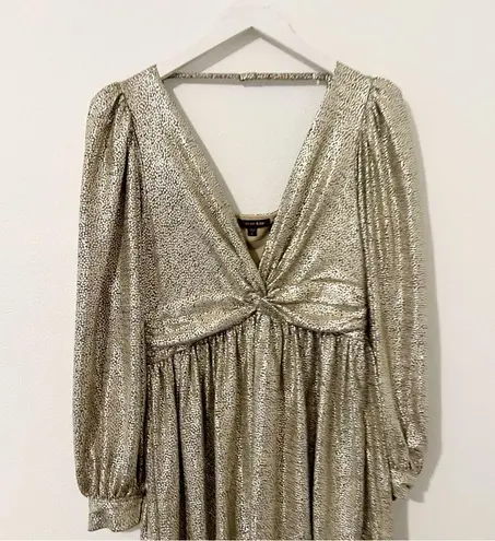 Skies Are Blue Metallic Long Sleeve Gold Cocktail Dress Party Size Medium M
